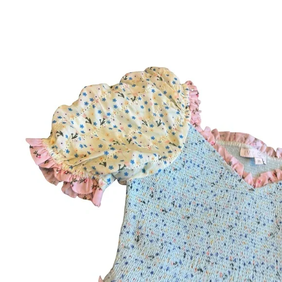 Ivy City Co Pastel Blue and Pink Tiered Midi Dress NWOT - Picture 4 of 14